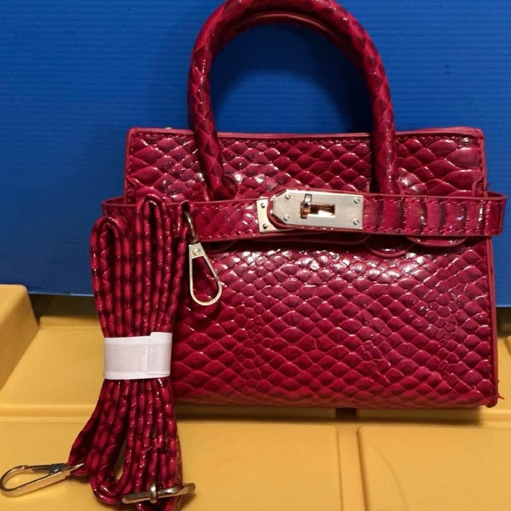 Faux Snakeskin Satchel Girls OS Pink Excellent Crossbody Mini Bag